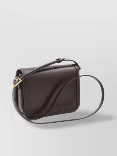 Valentino Garavani 9 To 5 Flap Leather Saddle Shoulder Bag In Oak Brown