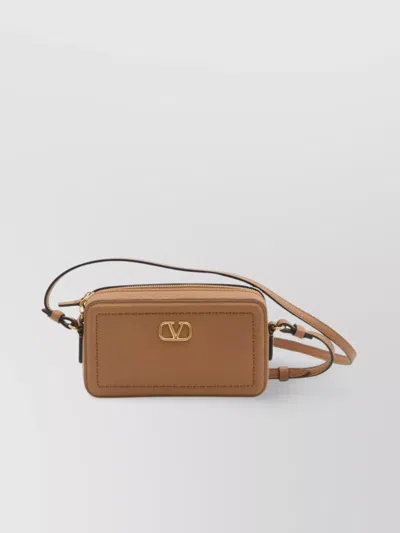 Valentino Garavani Mini Leather Crossbody Bag With Adjustable Strap In Brown