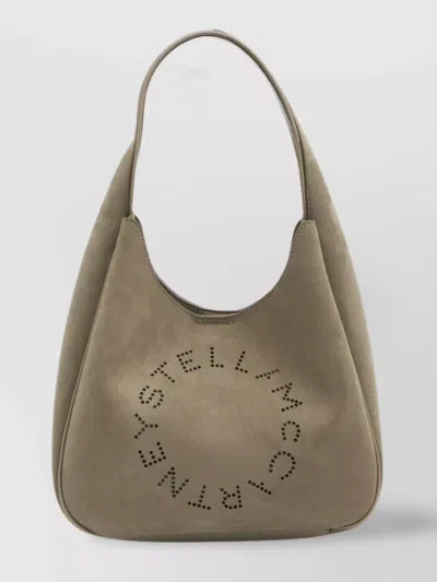 Stella Mccartney Large Suede Finish Shoulder Bag With Top Handle In Brown
