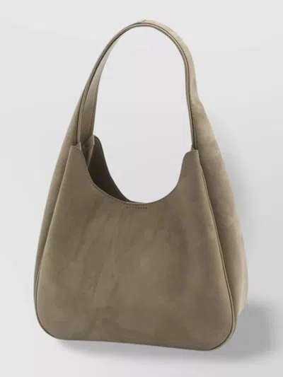 Stella Mccartney Large Suede Finish Shoulder Bag With Top Handle In Brown