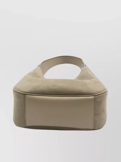 Stella Mccartney Large Suede Finish Shoulder Bag With Top Handle In Brown