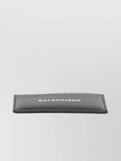 Balenciaga Logo-print Grained Leather Card Holder Accessories In Black