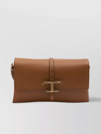 Tod's Leather Flap Bag With Adjustable Strap And Flat Pocket