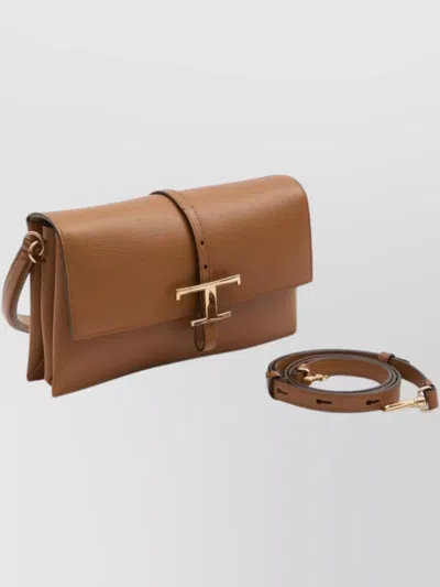 Tod's Leather Flap Bag With Adjustable Strap And Flat Pocket