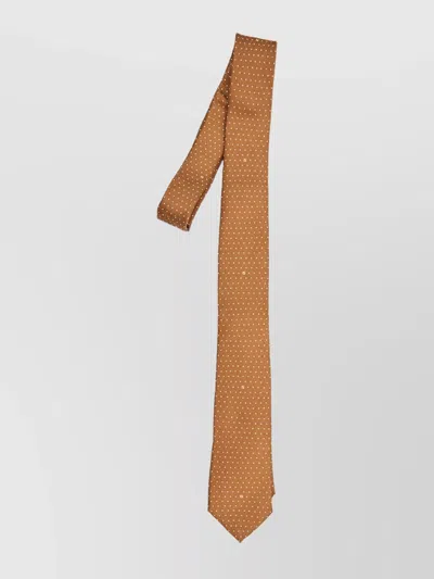 Fendi Silk Tie With Micro Polka Dot Pattern In Brown