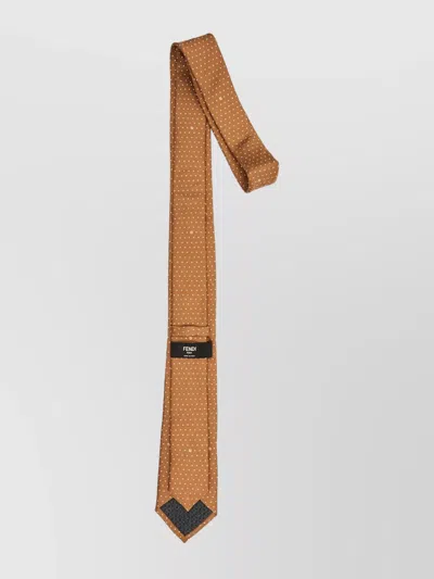 Fendi Silk Tie With Micro Polka Dot Pattern In Brown