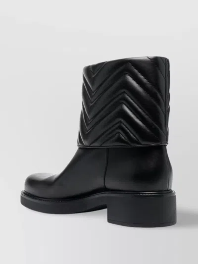 Gucci Quilted Leather Ankle Boots With Low Heel In Black