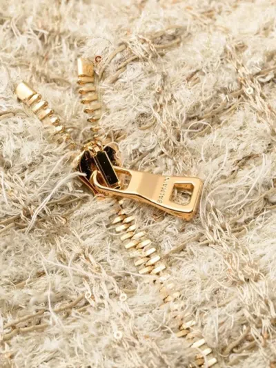 Balmain Textured Tweed Short Dress With Front Pockets In Neutral