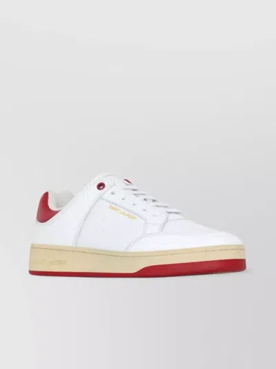 Saint Laurent Leather Sneakers In White