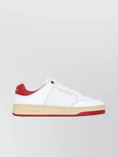 Saint Laurent Leather Sneakers In White