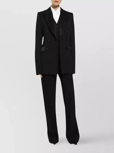 Dolce & Gabbana Two-way Stretch Wool Trousers In Black