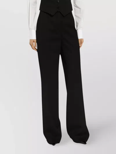 Dolce & Gabbana Two-way Stretch Wool Trousers In Black