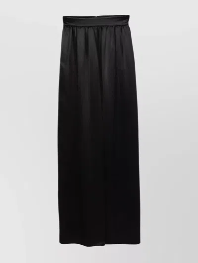 Dolce & Gabbana High Waist Satin Finish Skirt With Side Pockets In Black
