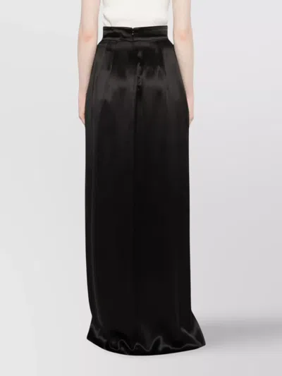 Dolce & Gabbana High Waist Satin Finish Skirt With Side Pockets In Black