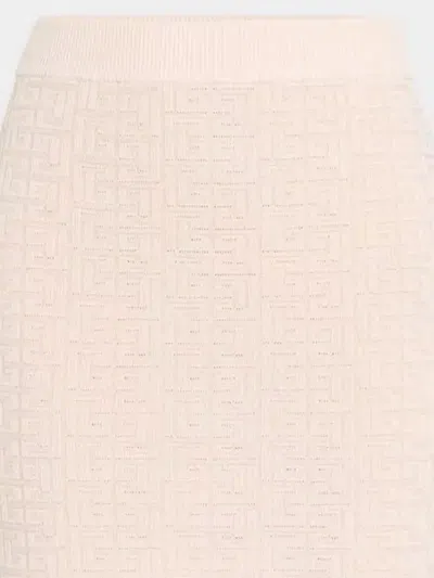 Balmain Ribbed Knit Short Skirt With Textured Pattern In Pink