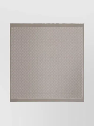 Gucci Gg Monogram Square Scarf With Bordered Edge In Gray
