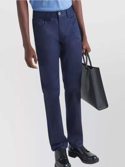 Prada Drill Chino Pant With Belt Loops And Back Pockets In Blue