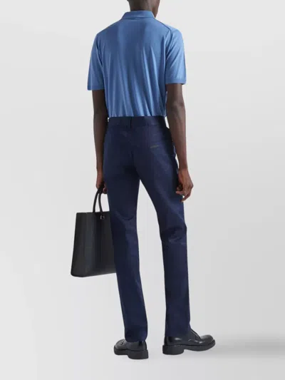 Prada Drill Chino Pant With Belt Loops And Back Pockets In Blue