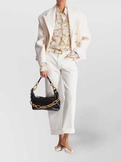 Balmain Logo Printed Silk Shirt In Neutral