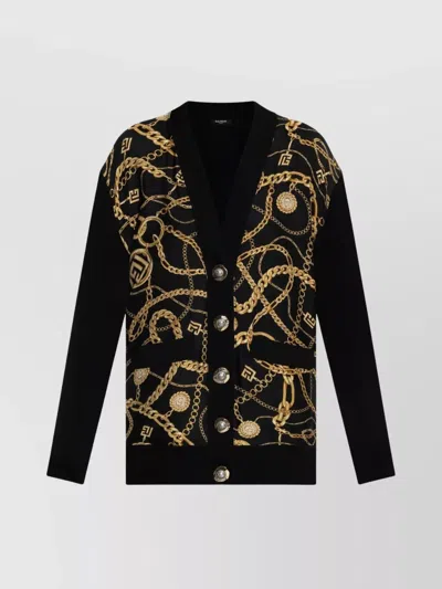 Balmain Mid-length Oversized Sweater In Gold