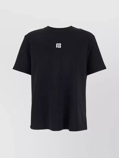 Balmain Logo Embroidered Crewneck T-shirt In Black