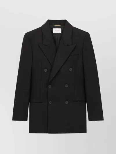 Saint Laurent Show Version Double-breasted Lapel Jacket In Black