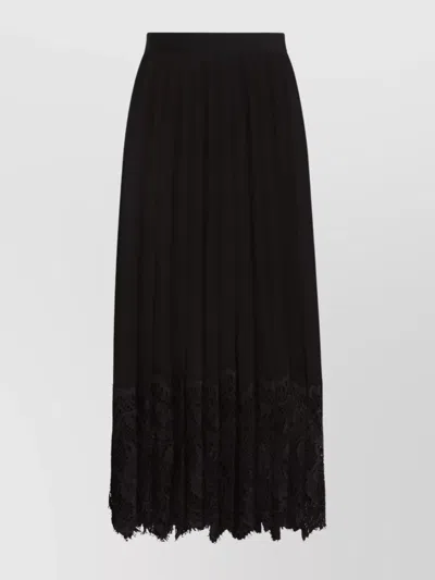 Dolce & Gabbana Gonna Midi In Chiffon And Black Lace In Black