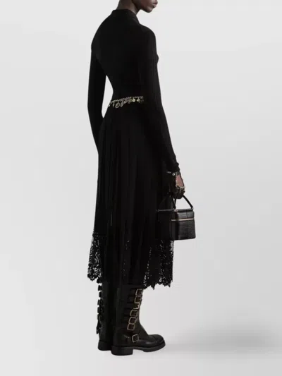 Dolce & Gabbana Gonna Midi In Chiffon And Black Lace In Black