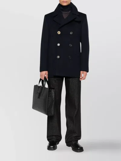 Givenchy Double-breasted Coat Featuring Front Pockets In Blue