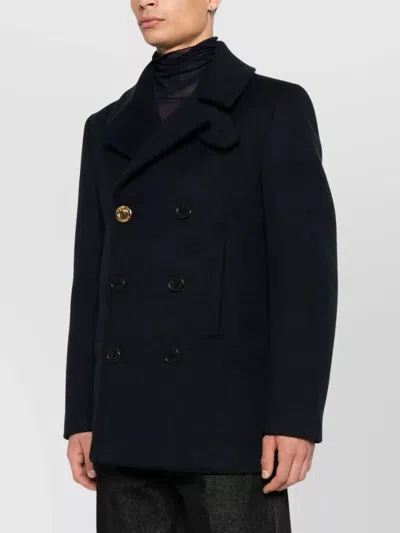 Givenchy Double-breasted Coat Featuring Front Pockets In Blue