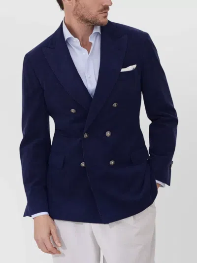 Brunello Cucinelli Men Deconstructed One-and-a-half-breasted Corduroy Blazer In Blue