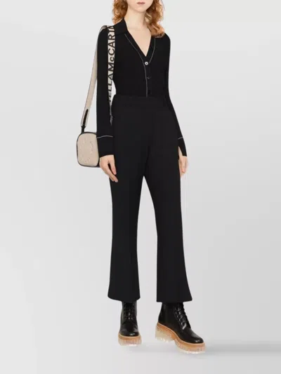 Stella Mccartney Flared Trousers With Front Pleats And Pockets In Black