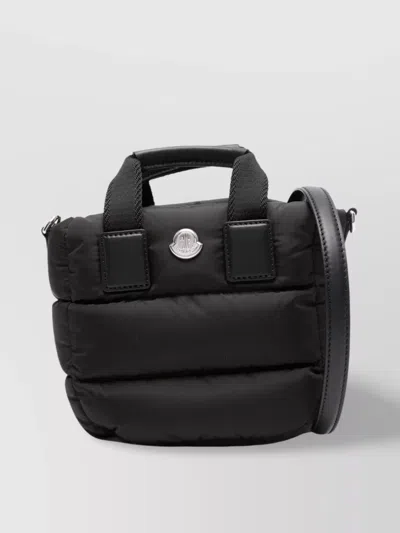 Moncler Micro Shoulder Bag With Quilted Design And Removable Strap In Black