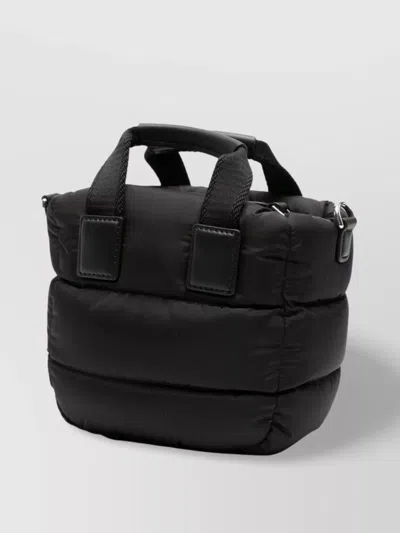 Moncler Micro Shoulder Bag With Quilted Design And Removable Strap In Black