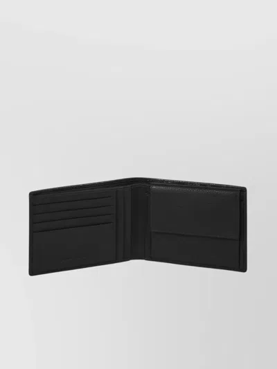 Piquadro Secure Lightweight Textured Rfid Wallet In Black