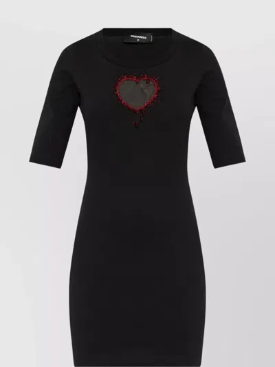 Dsquared2 Logo-embellished Cotton Mini Dress In Black