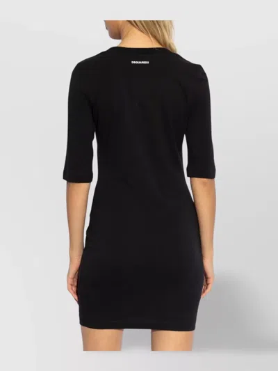 Dsquared2 Logo-embellished Cotton Mini Dress In Black