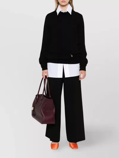 Philosophy Di Lorenzo Serafini Wool And Cashmere Blend Sweater With Piercing-ball In Black