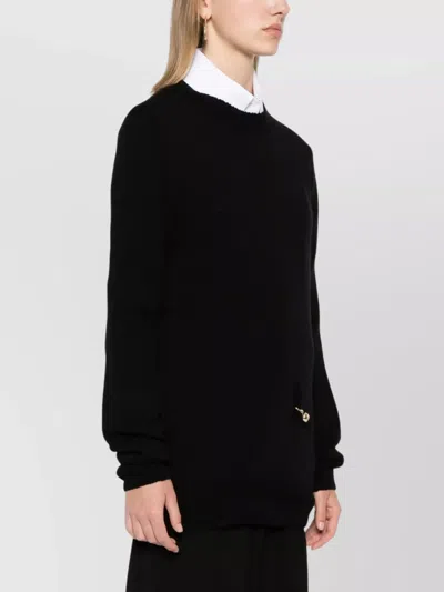 Philosophy Di Lorenzo Serafini Wool And Cashmere Blend Sweater With Piercing-ball In Black