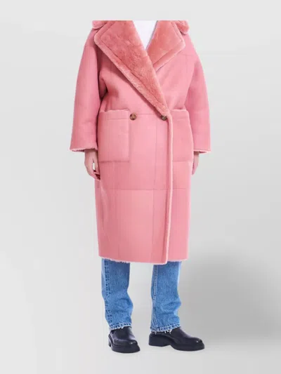 Blancha Faux Fur Double-breasted Coat In Pink