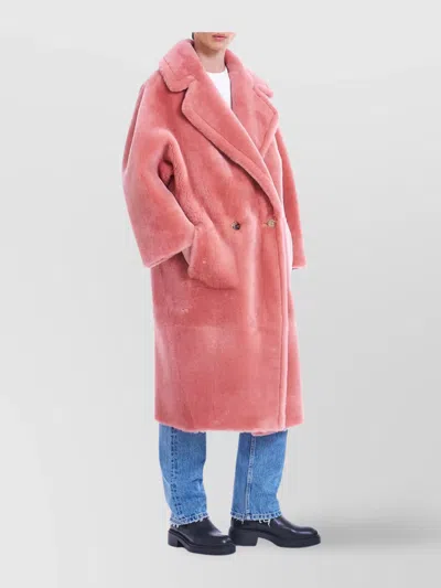 Blancha Faux Fur Double-breasted Coat In Pink