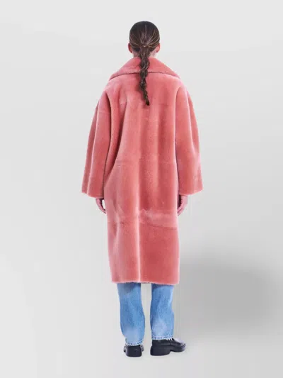 Blancha Faux Fur Double-breasted Coat In Pink