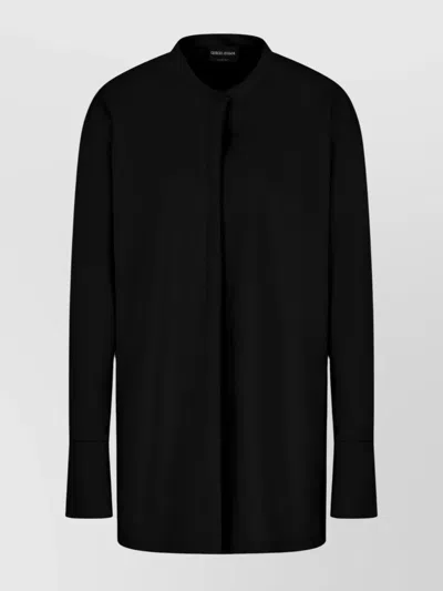 Giorgio Armani Sophisticated Mandarin Collar Shirt In Black