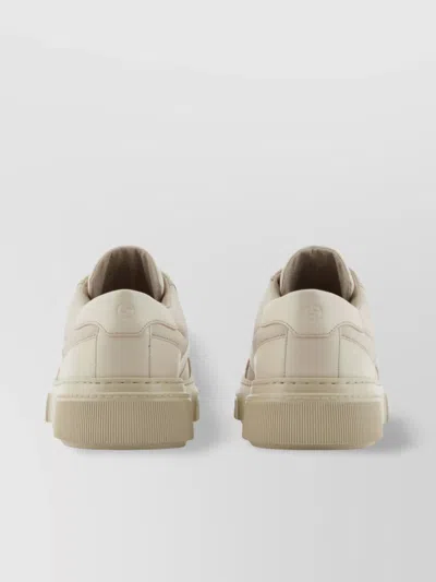 Giorgio Armani Nude Leather And Fabric Sneakers In Neutral