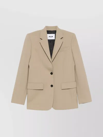Msgm Tailored Suit Jacket Notch Lapel In Neutral