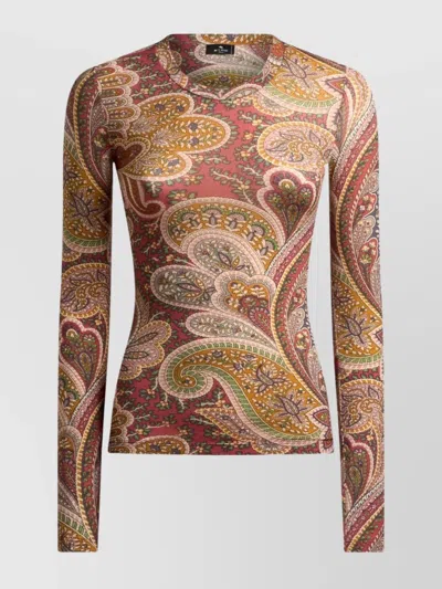 Etro Women Yellow Wool Blend Top In Pink
