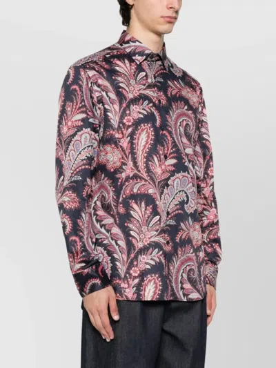 Etro Shirt Paisley Pattern Button-down Collar In Blue