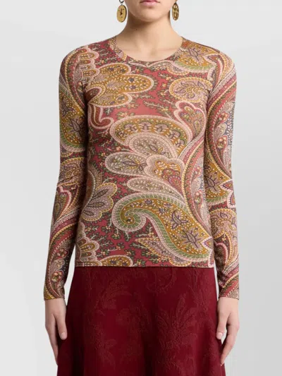 Etro Women Yellow Wool Blend Top In Pink