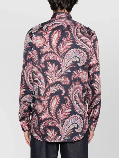 Etro Shirt Paisley Pattern Button-down Collar In Blue