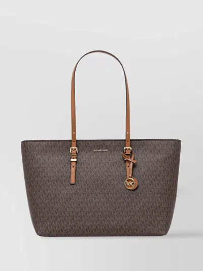 Michael Kors Monogrammed Tote Bag With Adjustable Straps And Gold-tone Hardware